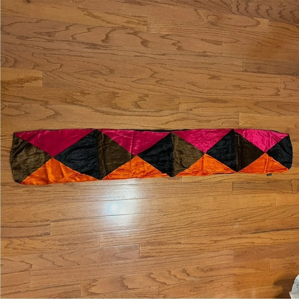 Geometric Velvet Scarf | Pink Orange Black Luxe Statement Piece